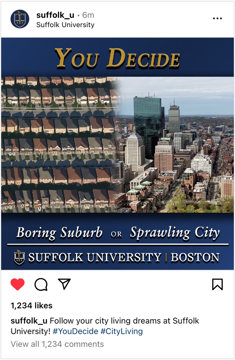 Suffolk University campaign execution 1 Instagram mockup